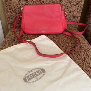 Red Fossil Cross Body